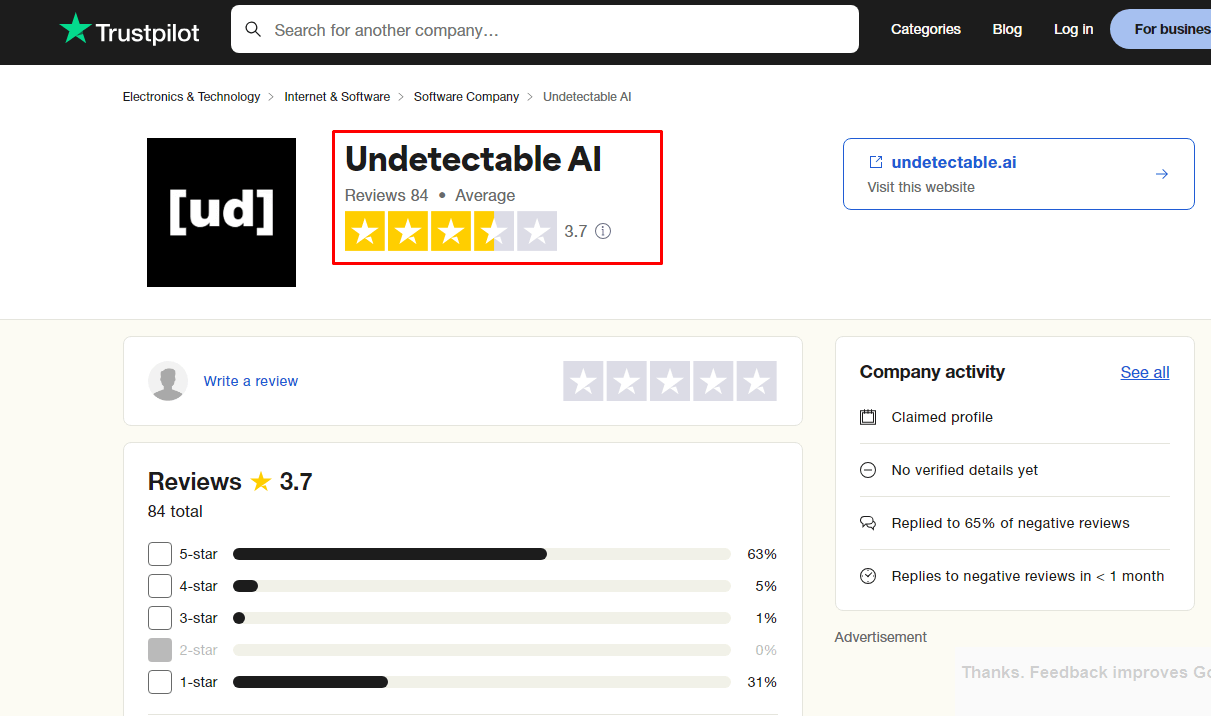 undetectable-ai-review-on-trustpilot