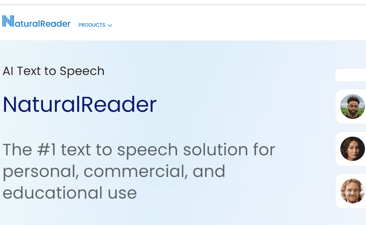 Text-to-speech NaturalReader Homepage