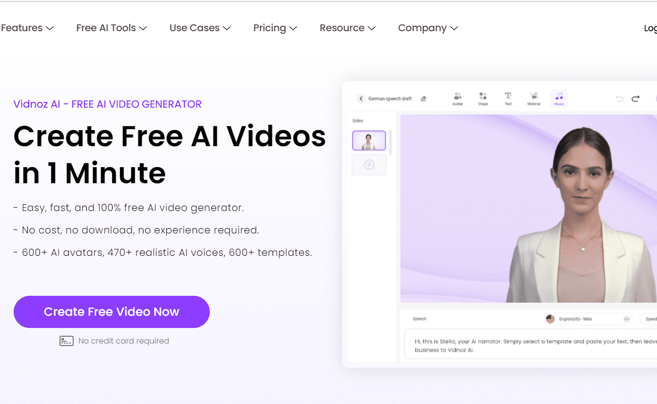 Vidnoz AI video generator