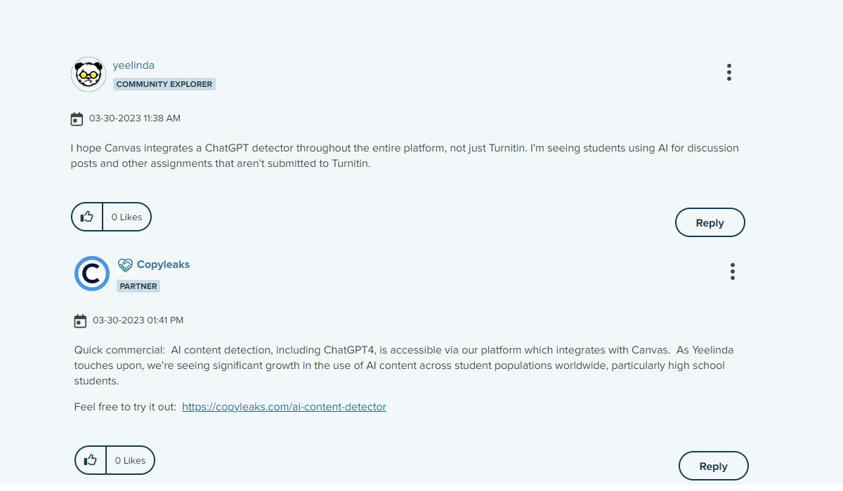Canvas can detect ChatGPT Using Its Partner - CopyLeaks
