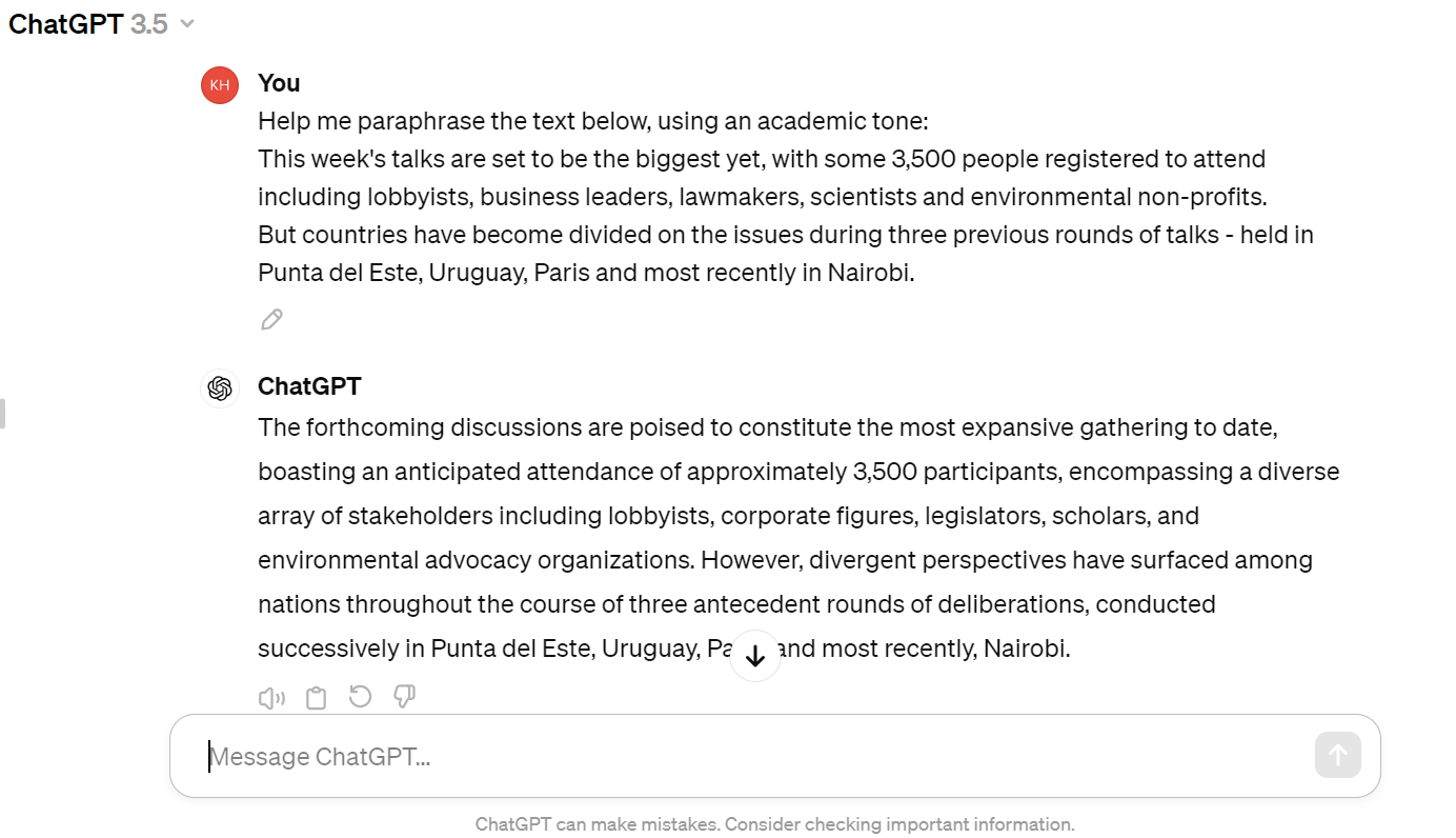 How ChatGPT 3.5 Performs Paraphrasing Function