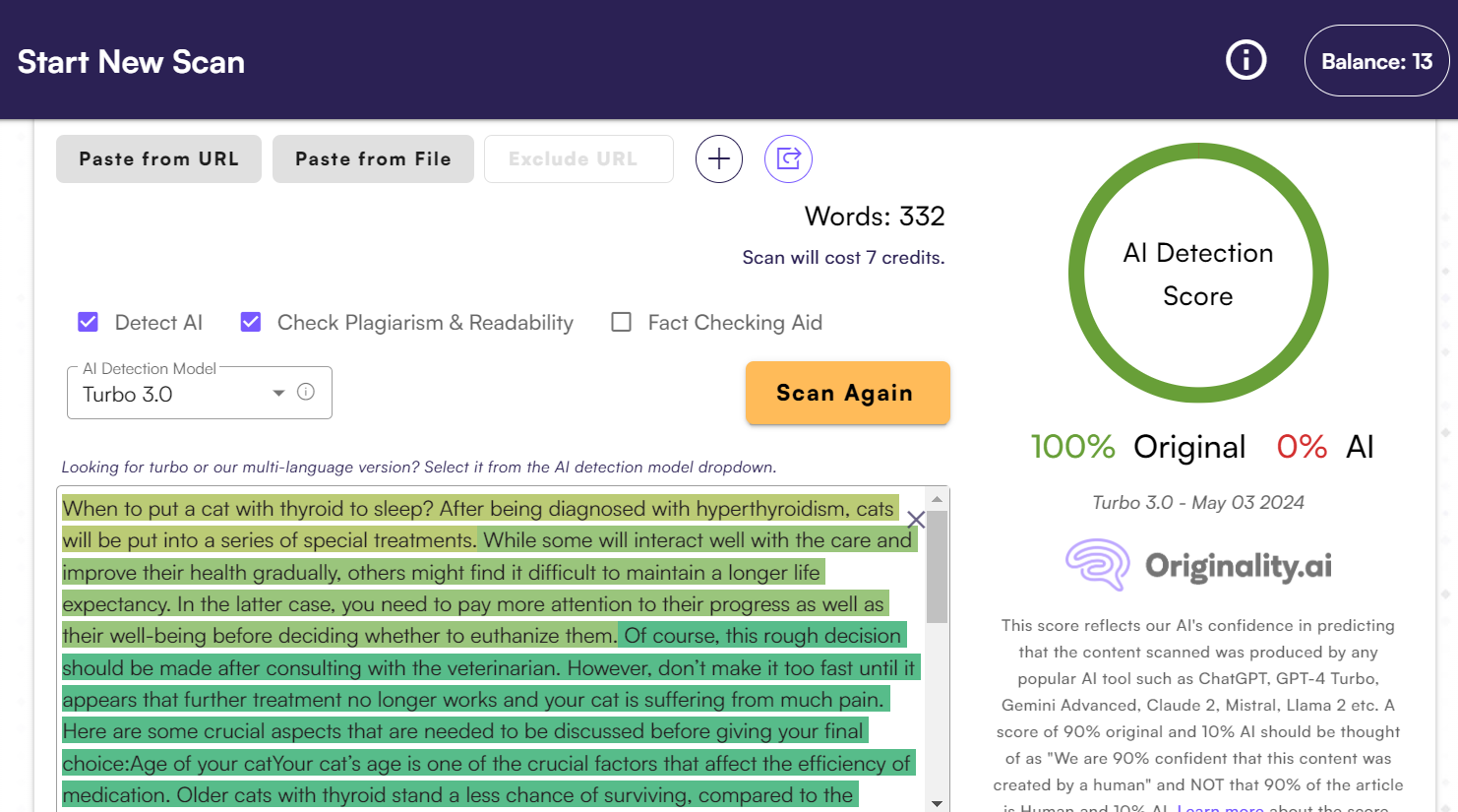 Testing Originality AI Content Detection