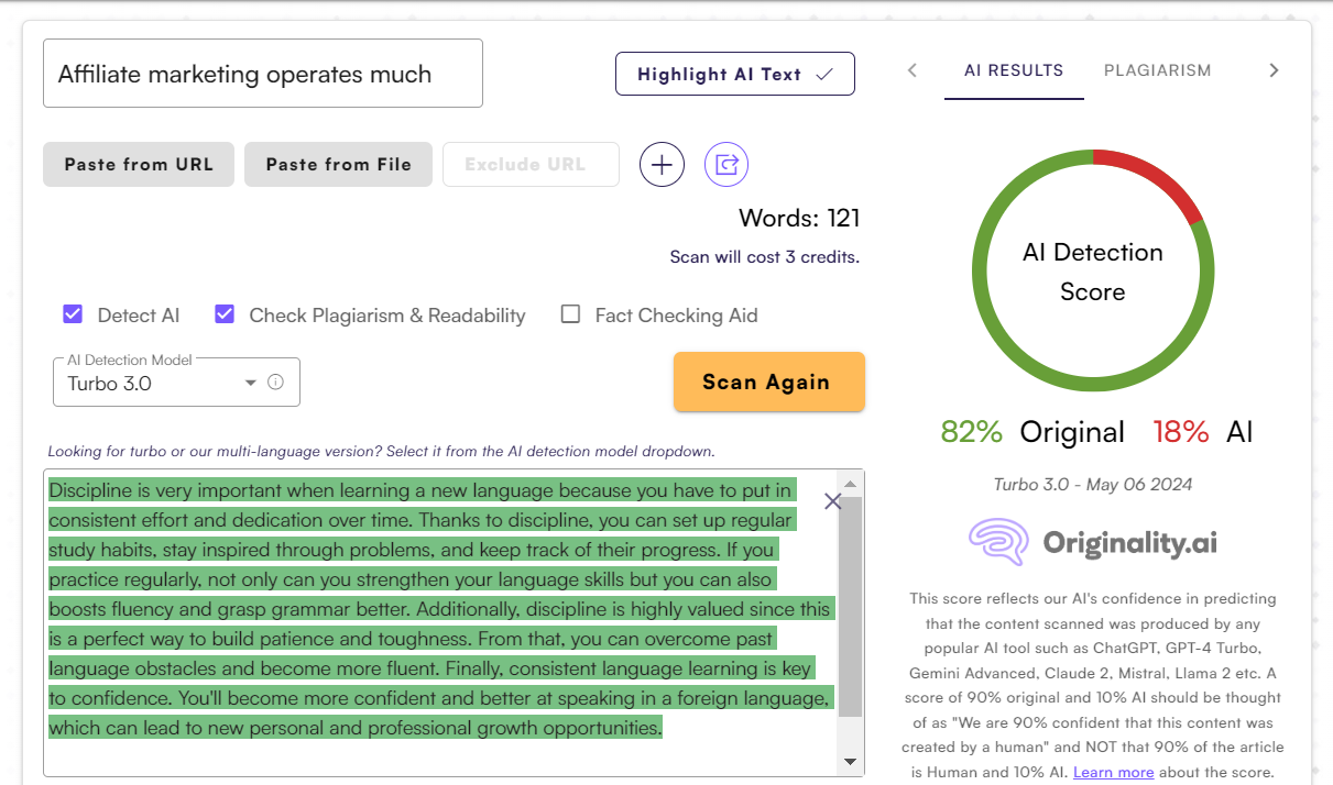 Using Originality AI To Check Rephrased Content