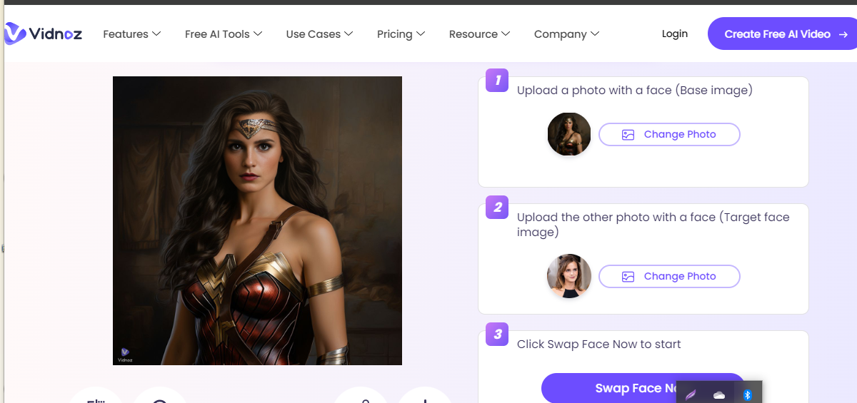 Vidnoz Best Free AI Face Swap