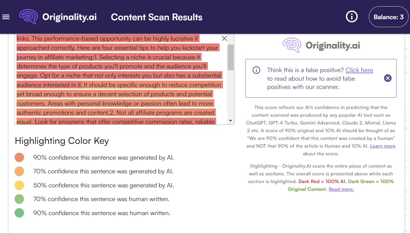 Winston AI vs. Originality AI - Originality AI Detection Result