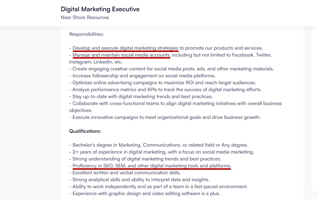 A Job Description of a Digital Marketing Executive by LucidTech