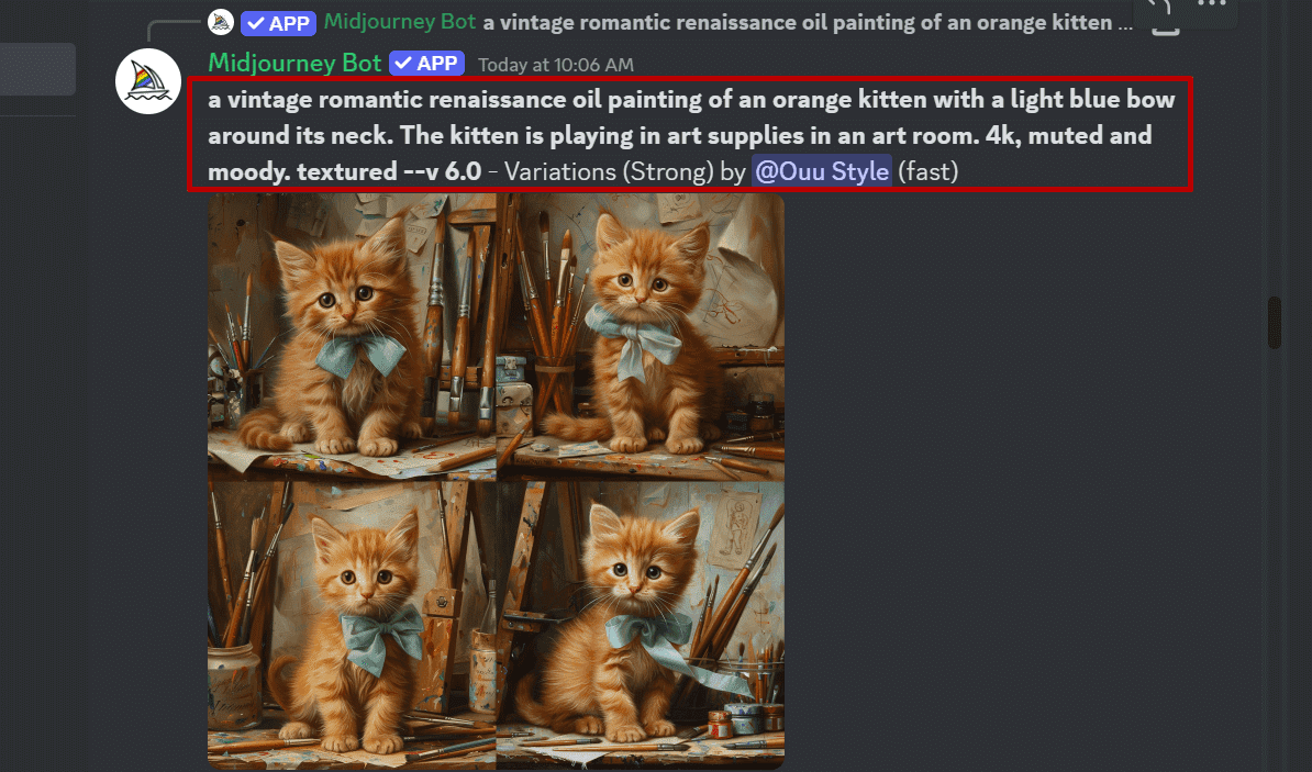 Example Of a Prompt Used On The Midjournal AI Art Tool