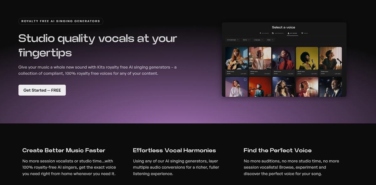 The AI Singing Voice Generator Feature Of Kits AI