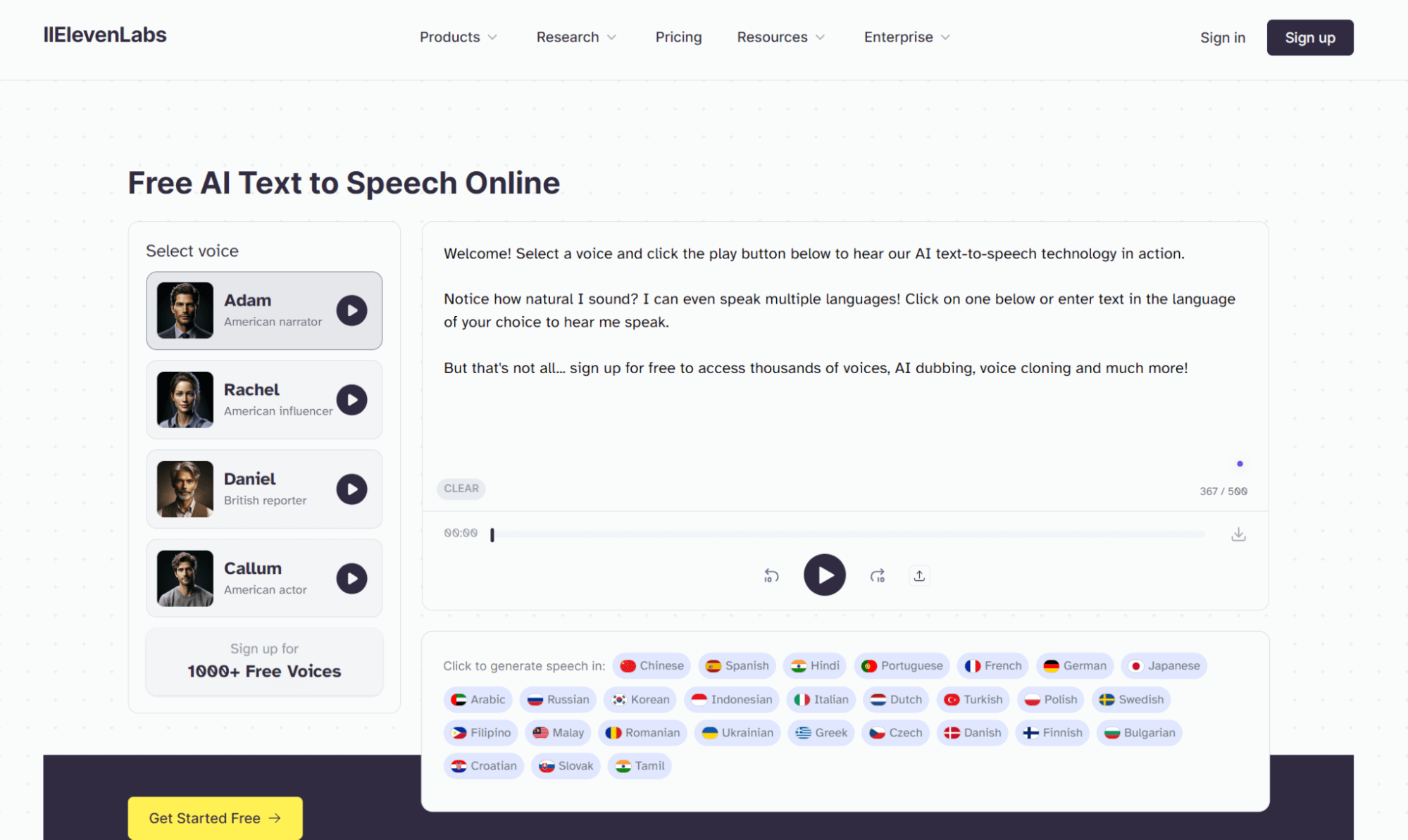 Elevenlabs Spongebob Voice TTS Online Tool