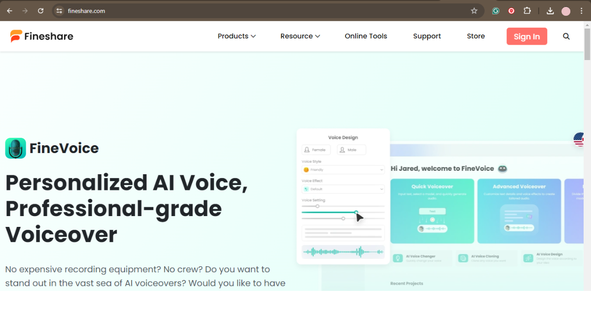 Fineshare - A Personalized AI Voice Generator