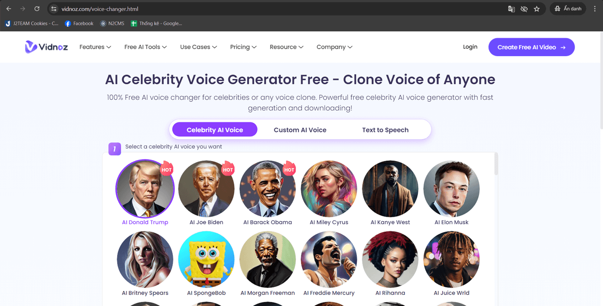 vidnoz a free jarvis voice generator