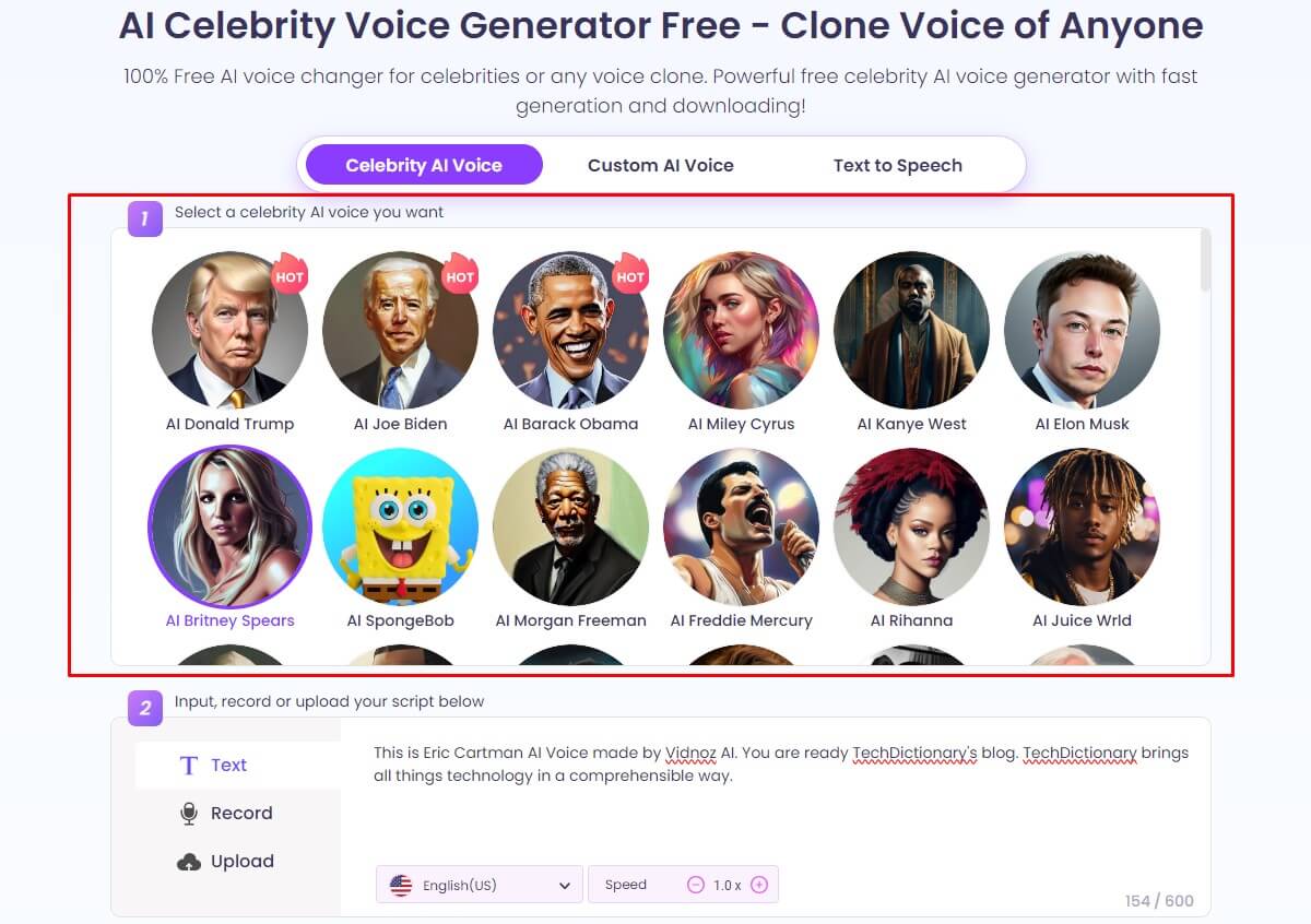 Vidnoz Eric Cartman AI Voice Generator Free