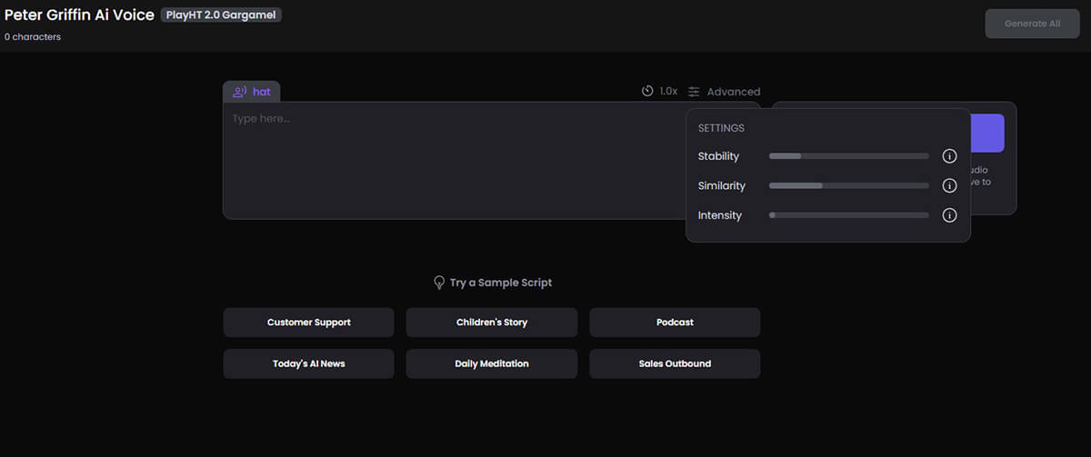 Customize Peter Griffin's AI voice Using PlayHT