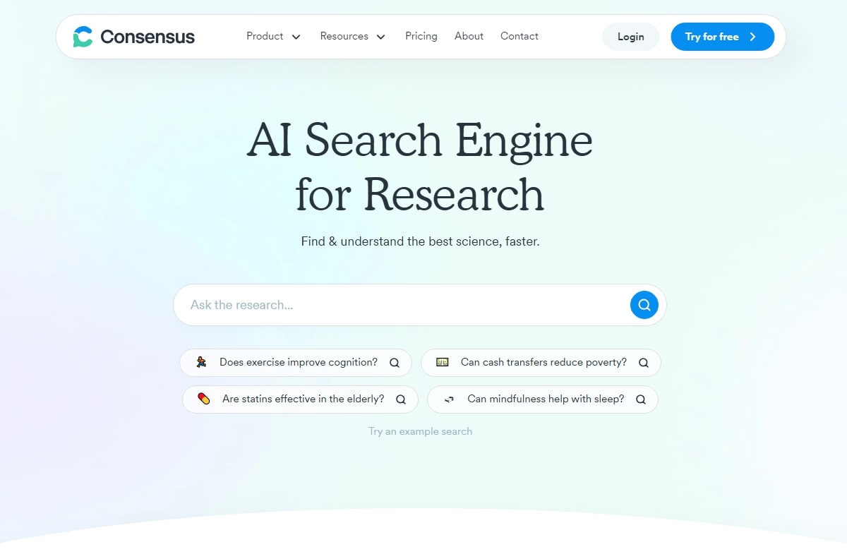 Consensus - Best for Academic Search Engine