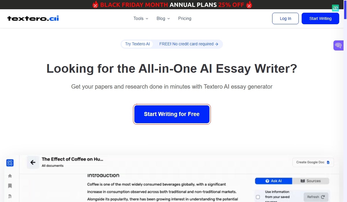 Textero AI Writer for Students