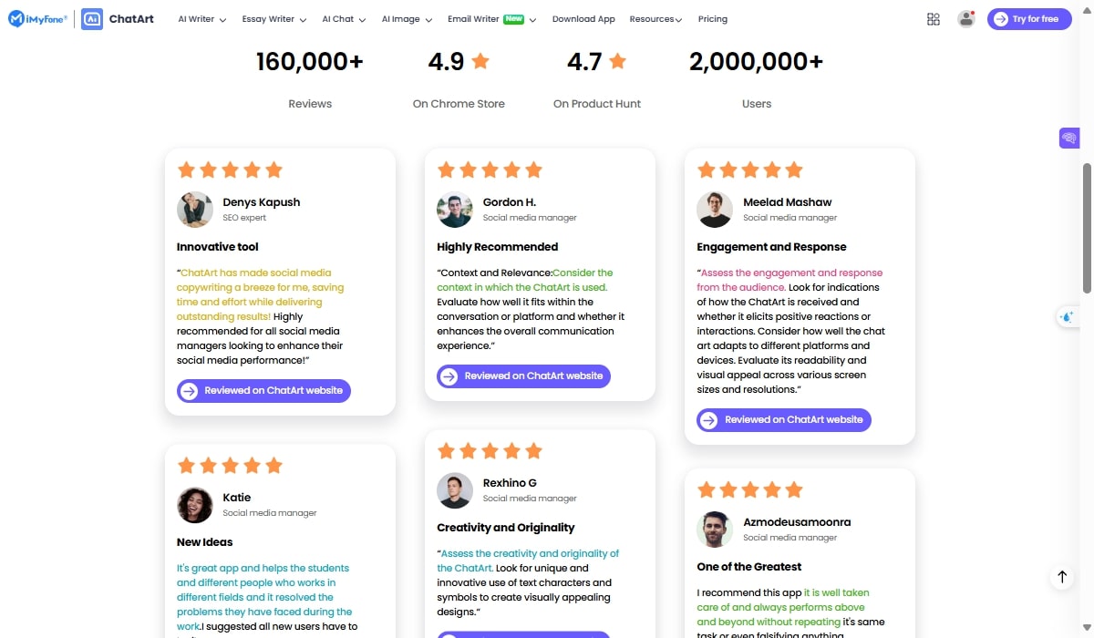 ChatArt With Massive Users and Positive Reviews