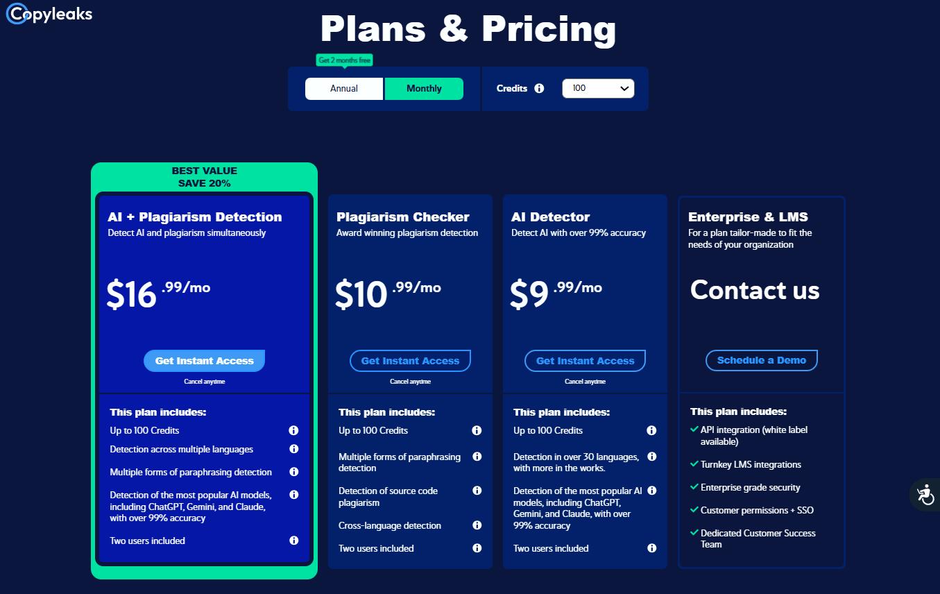 Copyleaks Pricing Plan