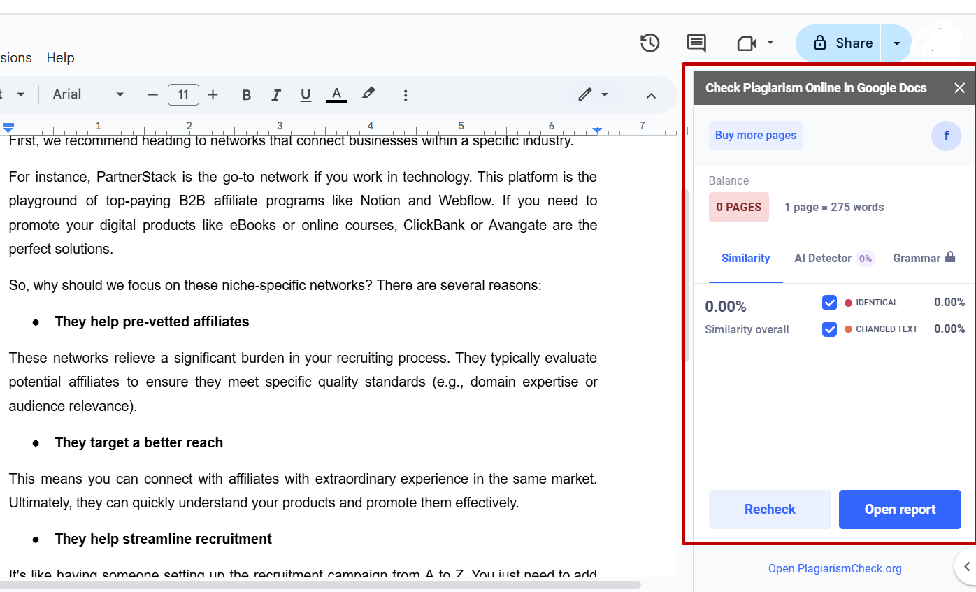 Check The Plagiarism Report