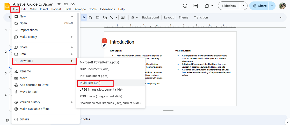 Check Word Count In Google Docs By Exporting It As Text File - Step 2