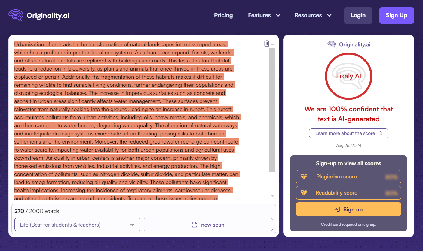 Scanning AI Content Using Originality AI