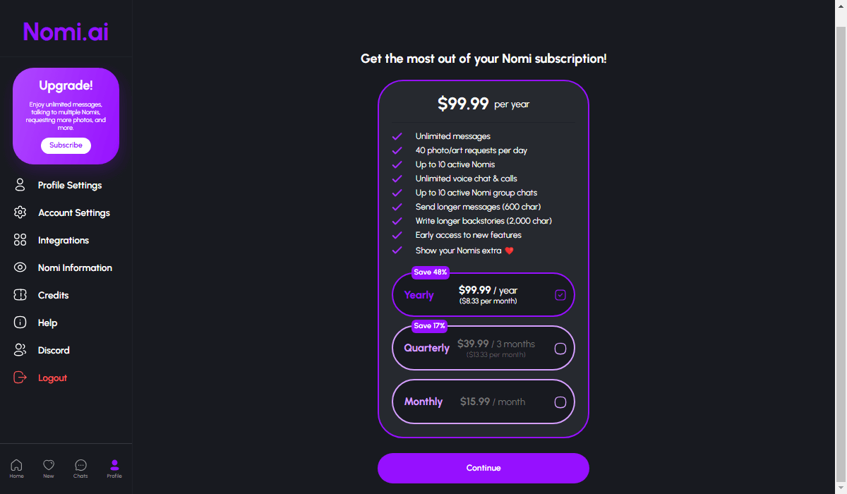 How Much Does Nomi AI Cost?