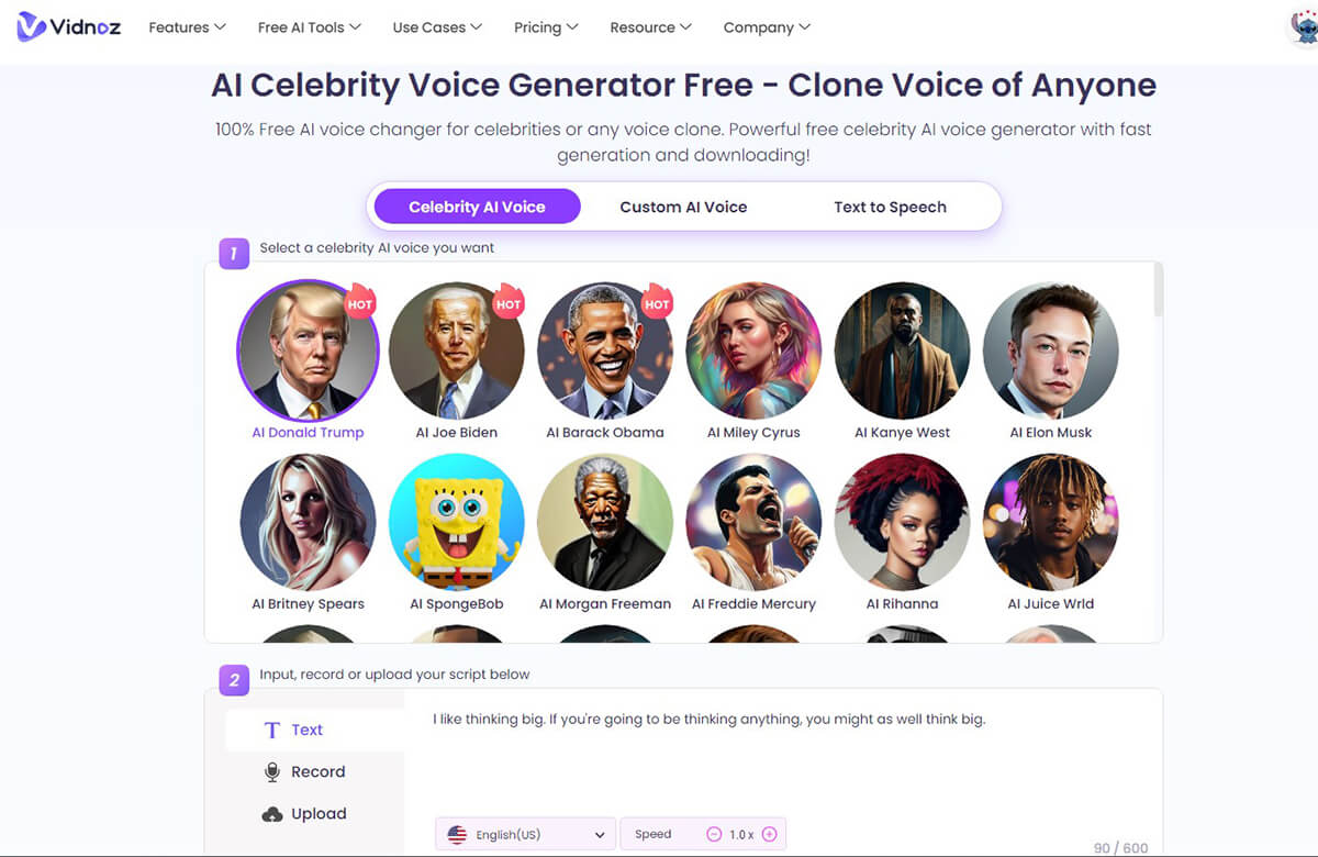 Vidnoz AI Voice Changer