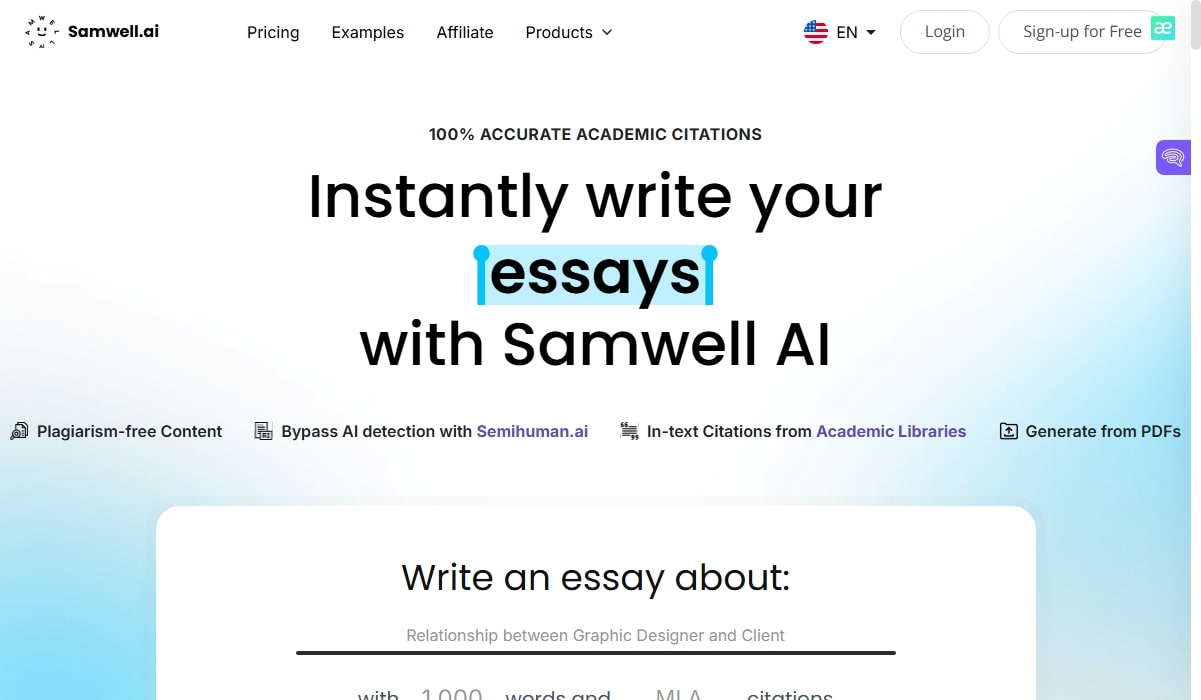 Samwell AI for Academic Content