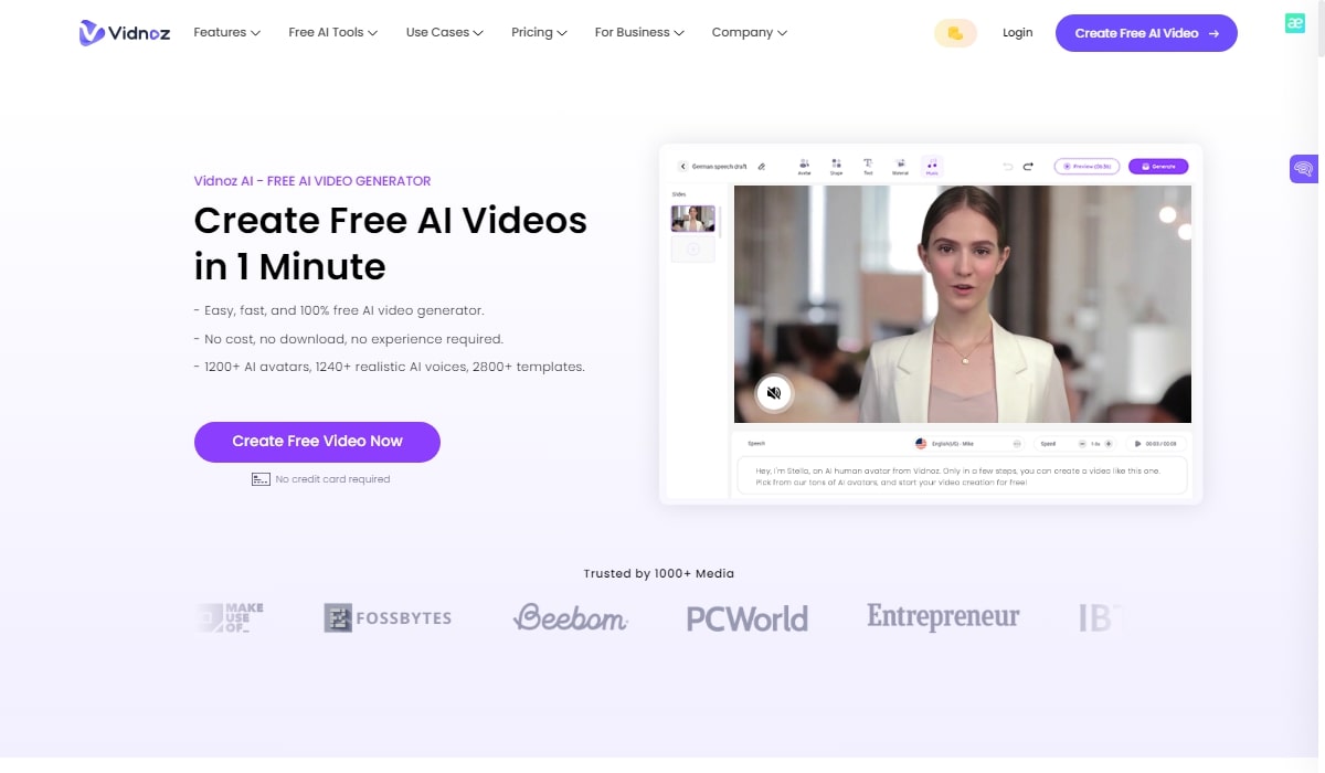 Vidnoz - The Best Free AI for TikTok Content Ideas