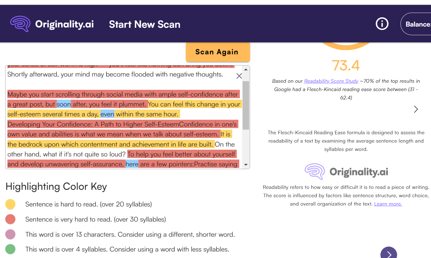 A Detailed Report Of Originality AI’s Readability Scan