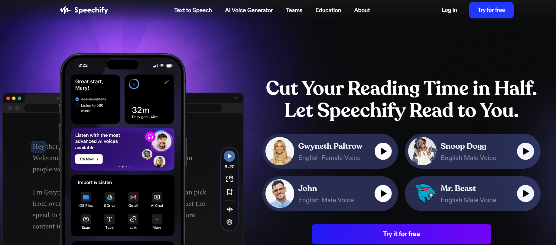 Speechify - Most Famous AI Voice Generator