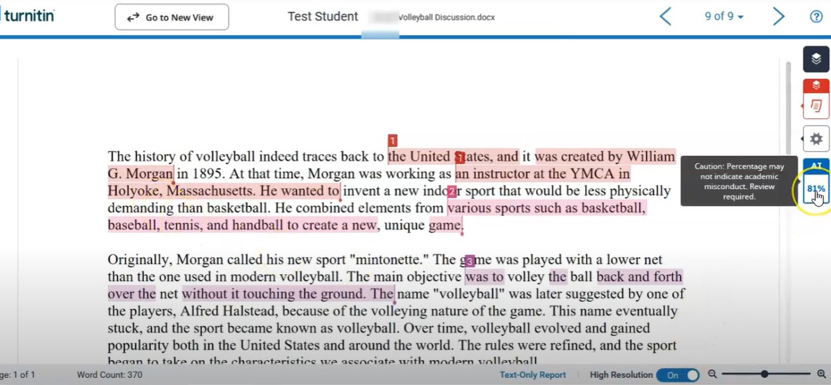 Canvas detects AI writing through Turnitin. Source: Youtube - ProfessorAllen