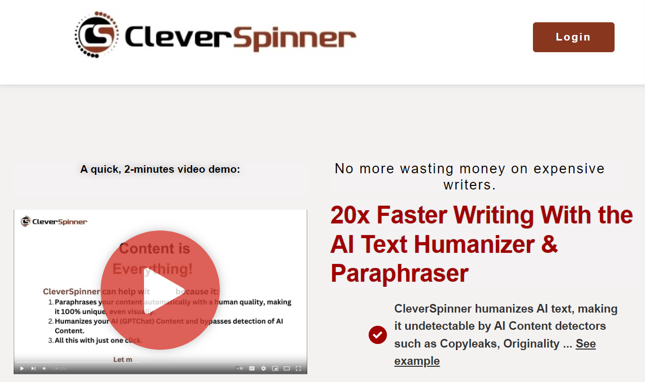 CleverSpinner - Another Software Like QuillBot Co-writer