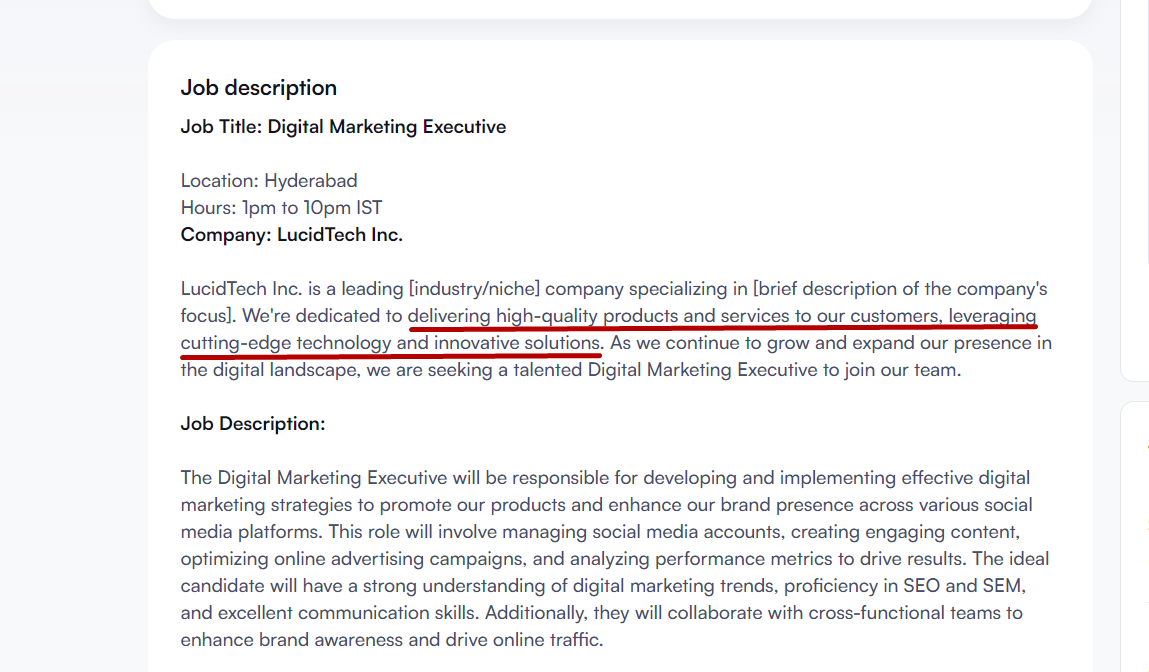 A Job Description of a Digital Marketing Executive Position