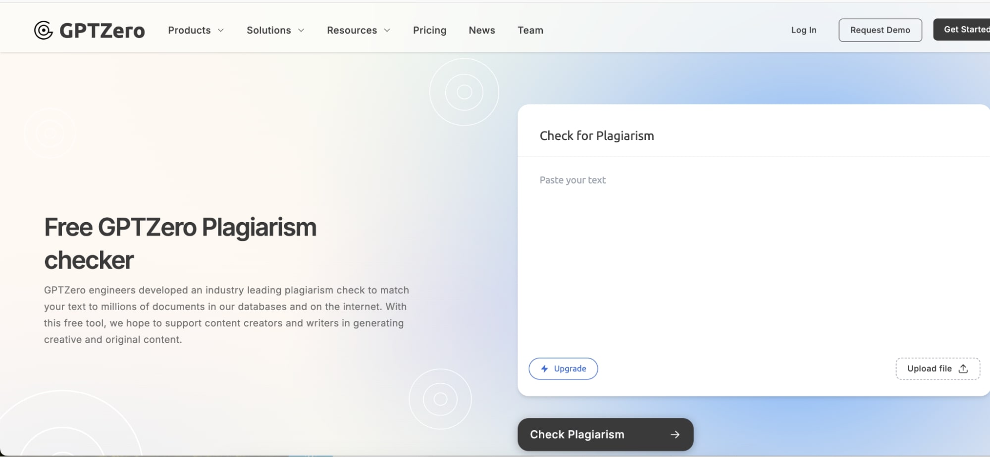 GPTZero plagiarism checker