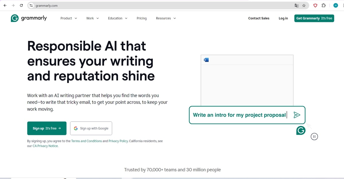 Grammarly homepage