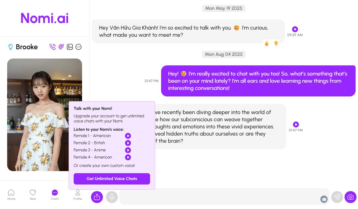 Nomi AI Review: Voice Chat Functionality