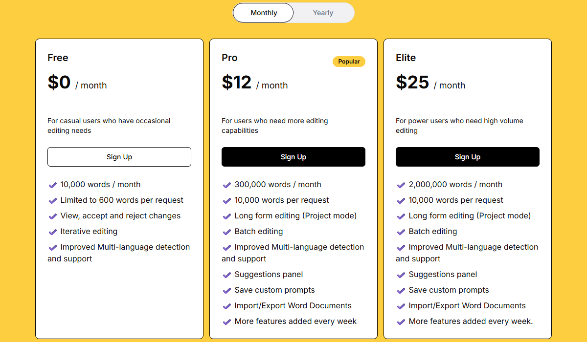 editGPT Pricing Plans