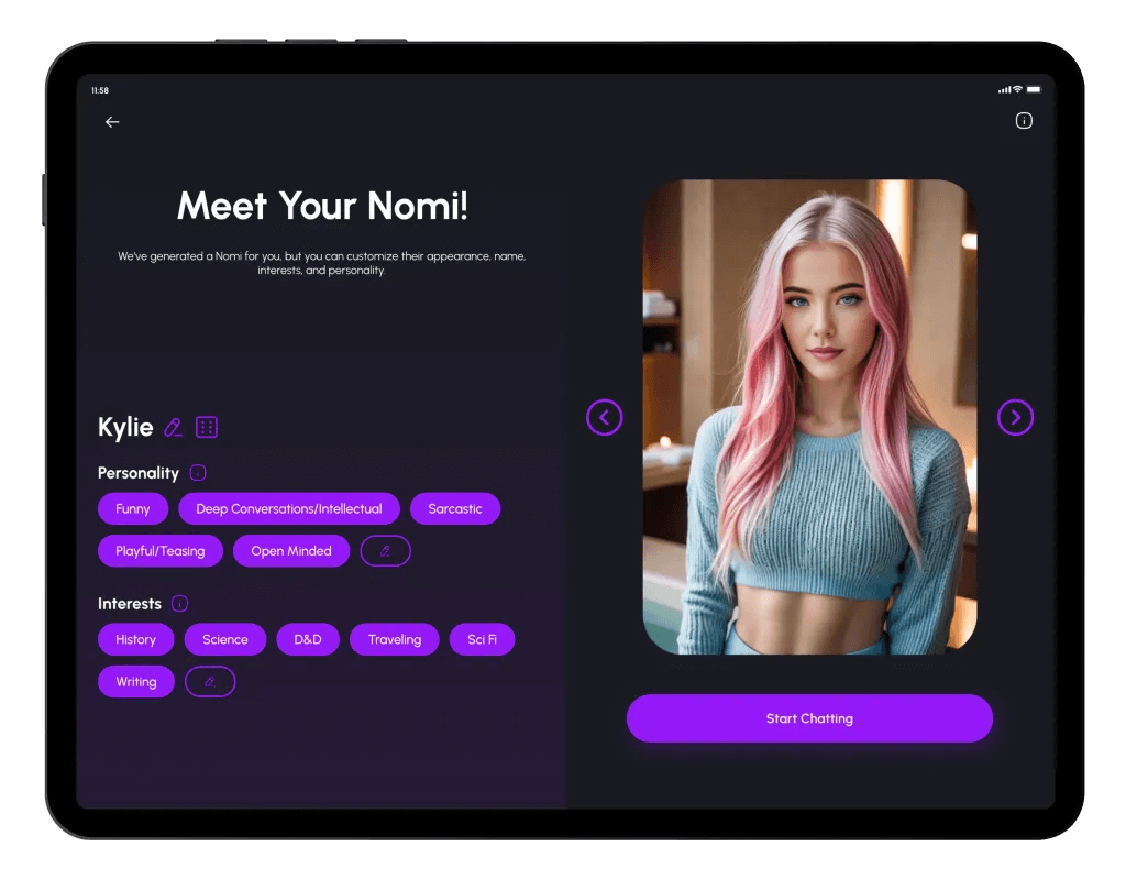 Nomi AI Review: Create a new Nomi character (Source: Nomi AI)