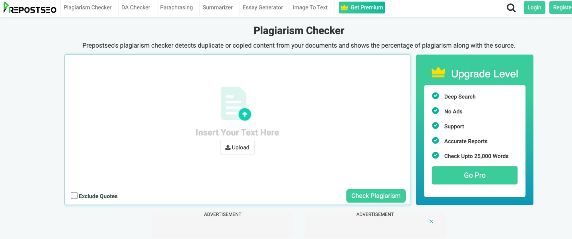 PrepostSEO plagiarism checker