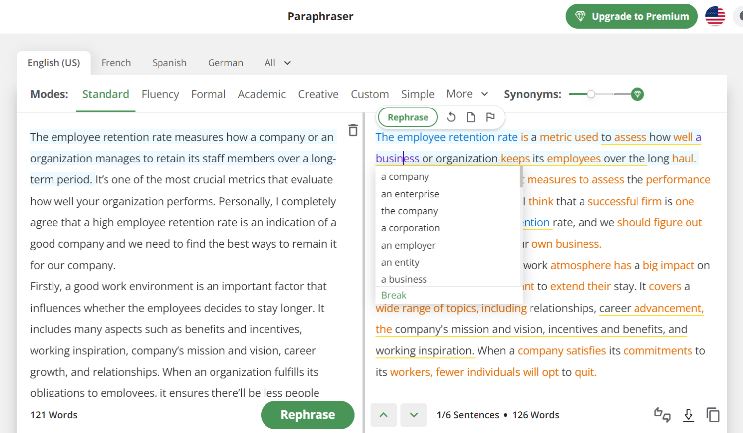 QuillBot vs. Grammarly - QuillBot Paraphrasing Feature