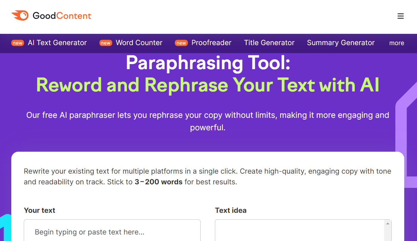 Semrush Paraphrasing Tool