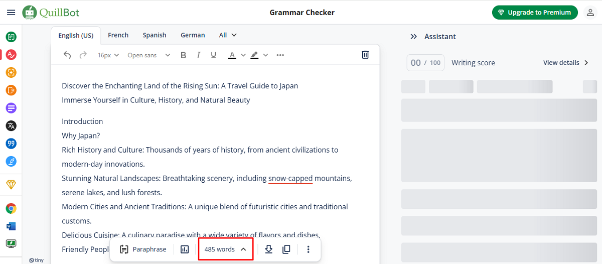 Use a word count tool to calculate words