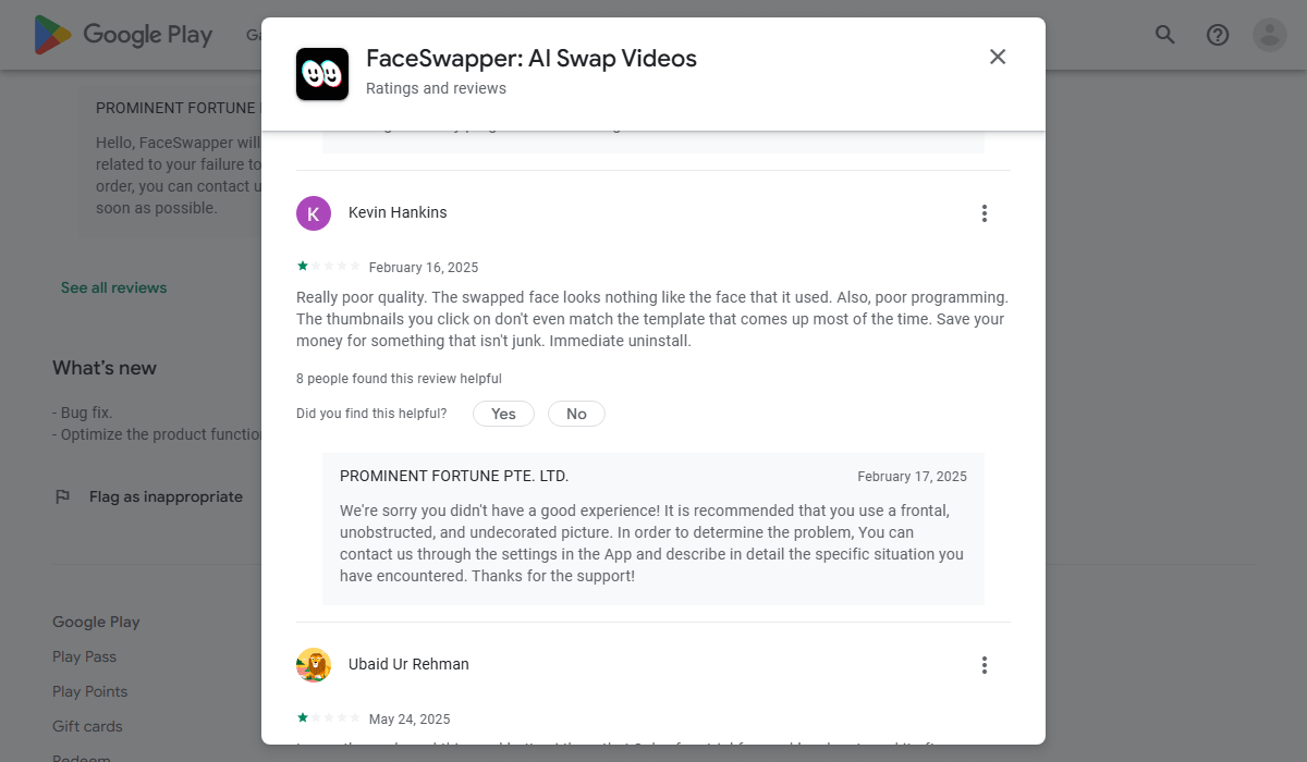Another user criticizes the "really poor quality" and "poor programming" of the app.