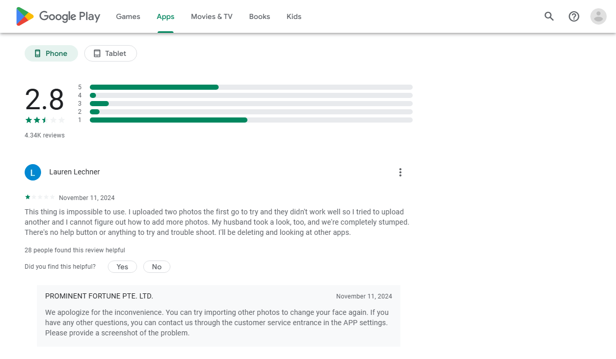 A user review highlighting the confusing interface and the lack of a help function.
