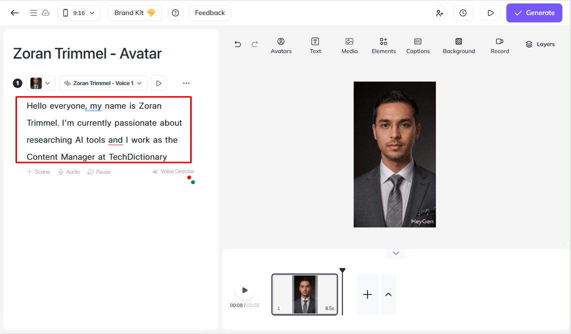 We gave the new avatar a simple script