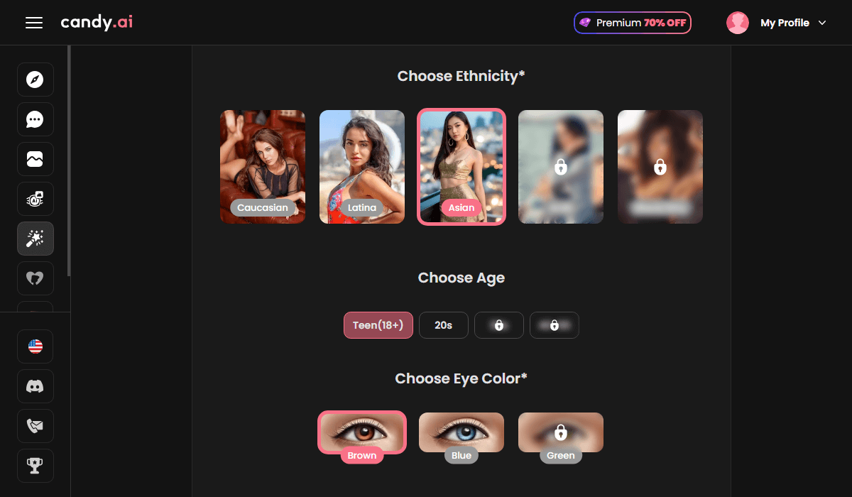 The NSFW toggle switch in the Candy AI character settings.