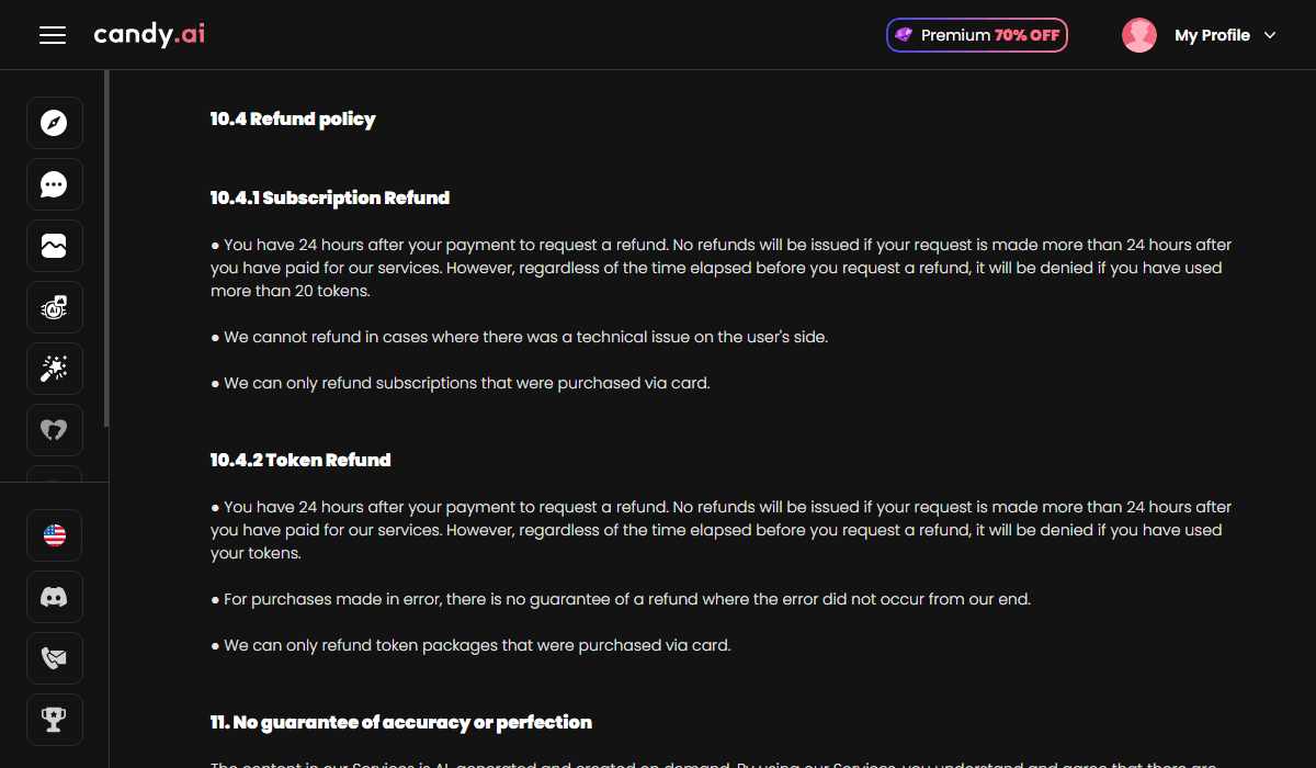 Candy AI's Refund Policy