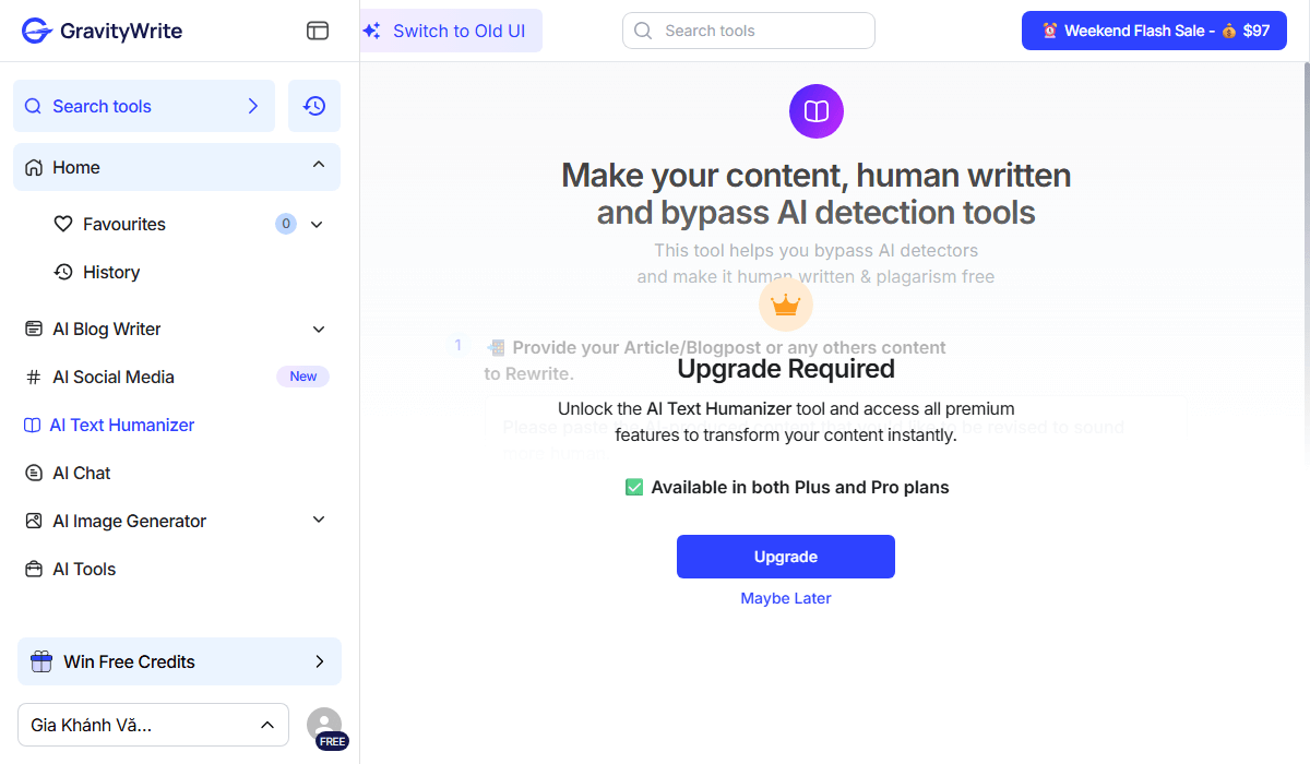 AI Text Humanizer Feature