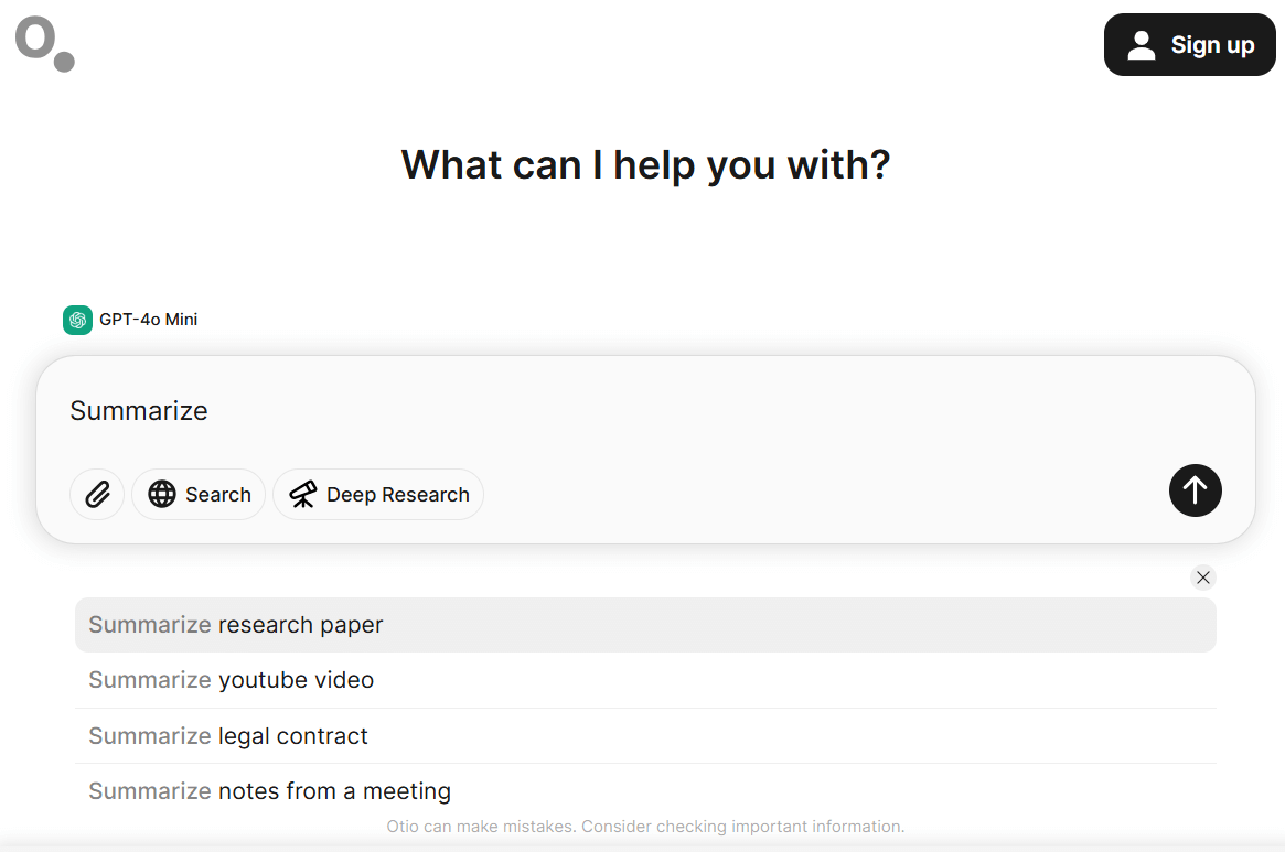 Otio.AI - Great ChatGPT Alternative in Summarizing