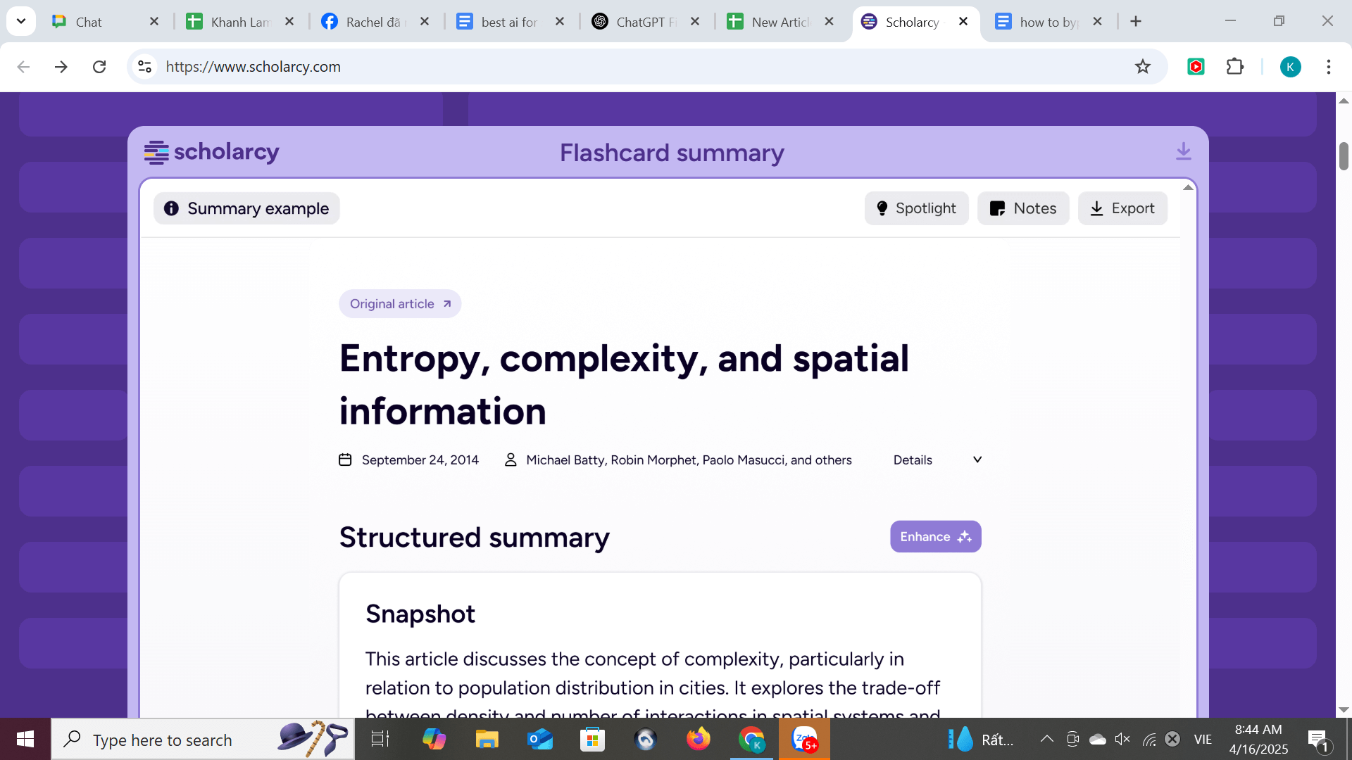 Scholarcy Summarizing Tool